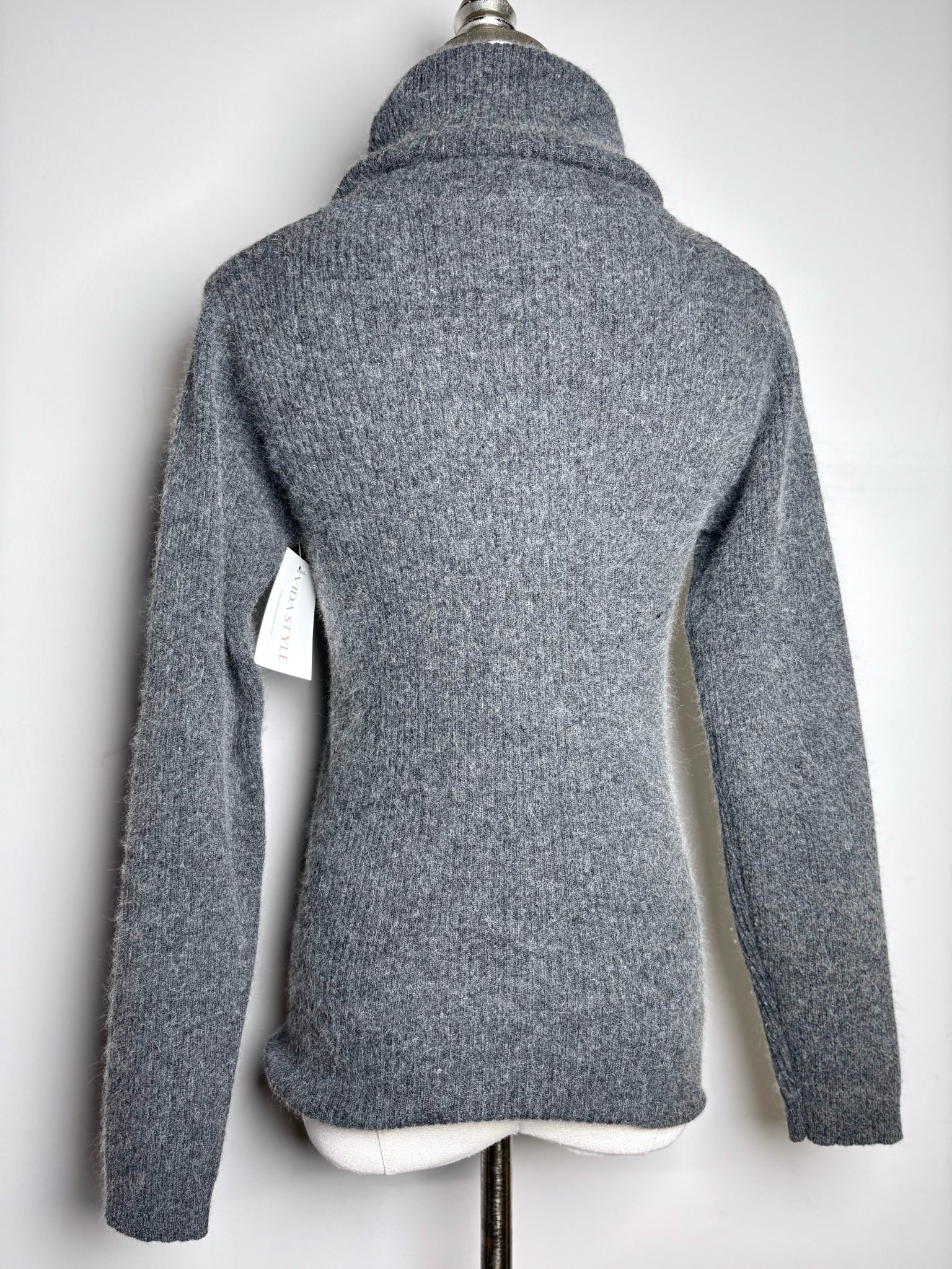 Women Size S Christian Dior Charcoal Ribbed Vintage Lambswool Pre