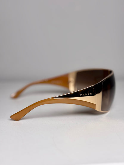 Prada Pre-owned Gold Shield SPR 57H Eyewear