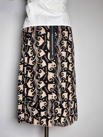 Women Size 38 Marni Black, Beige Abstract Art Pre-owned Skirt