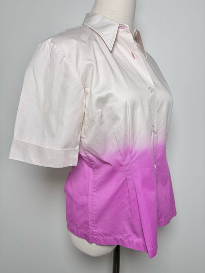 Women Size 40 (10, US) Dries Van Notten Gray, Purple Ombre Cotton Shirt