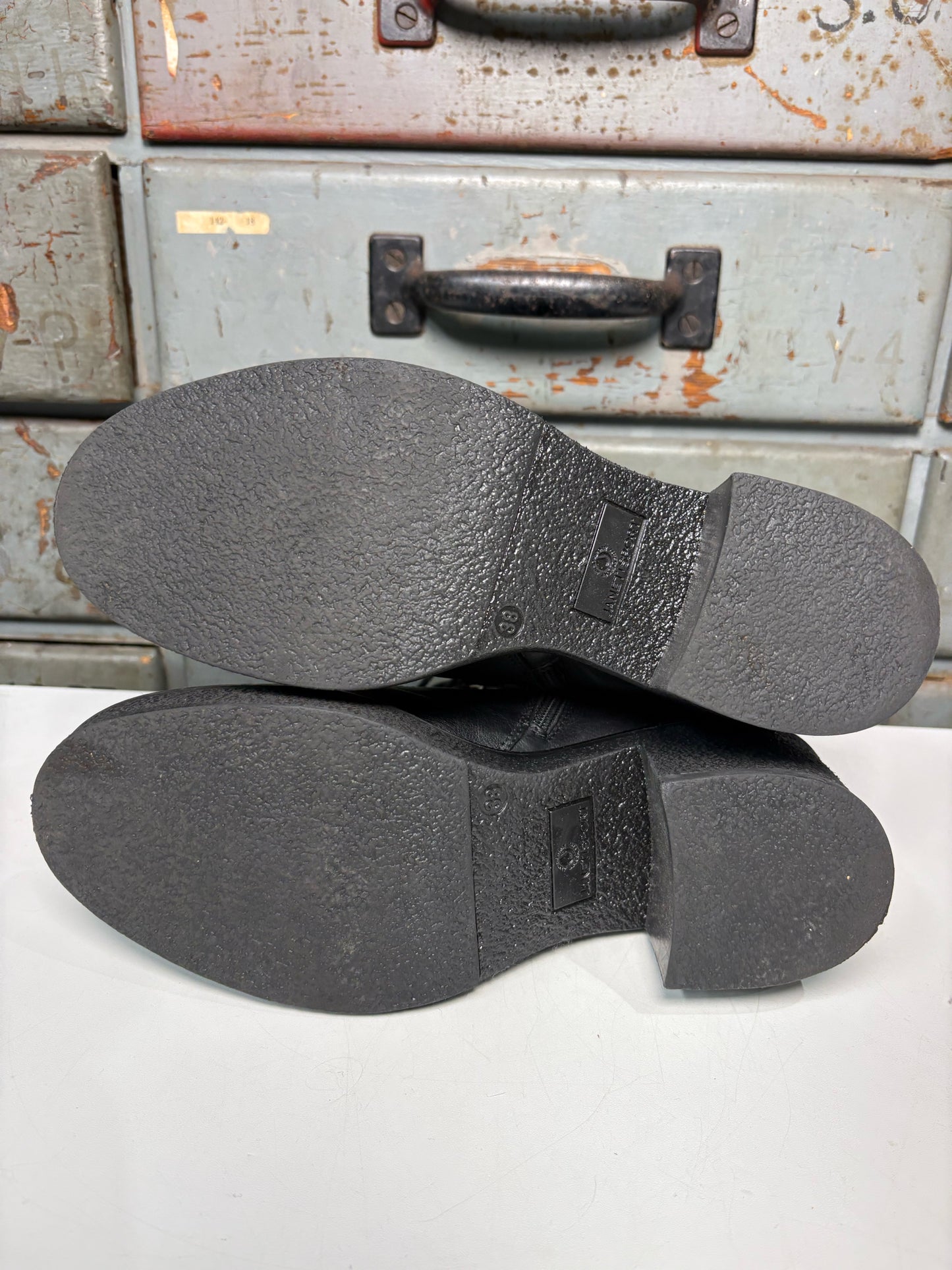 W Shoe Size 38 Janet Sport Black Leather Boots