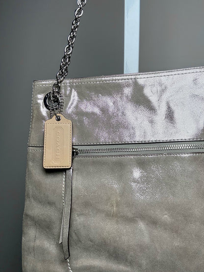 Coach #21199 Metallic Leather Pre-owned Taupe Cowhide Purse