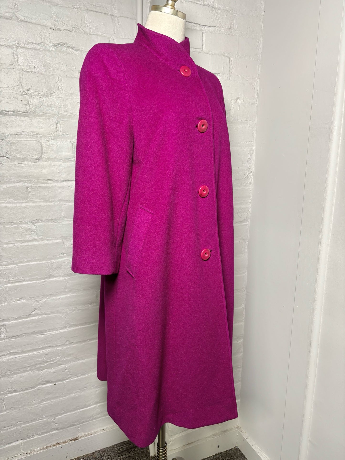 Women Size M Joseph the Furrier Magenta Vintage Wool Blend Coat