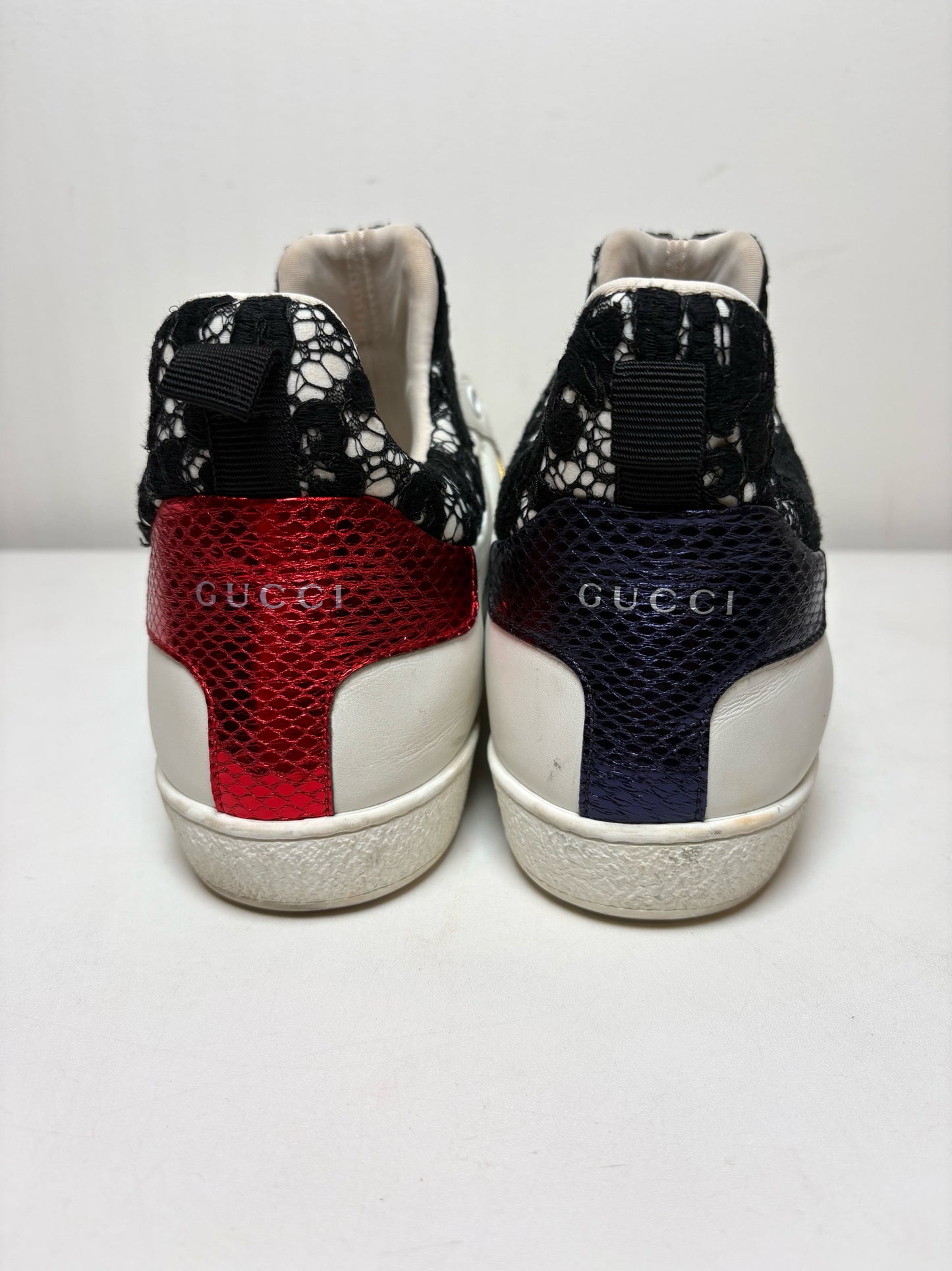 Size 38 (8) Gucci Ace High 'Lace" Sneaker Leather Women's