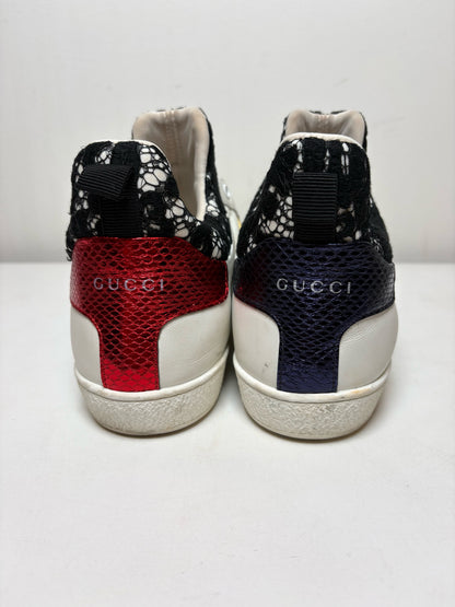 Size 38 (8) Gucci Ace High 'Lace" Sneaker Leather Women's