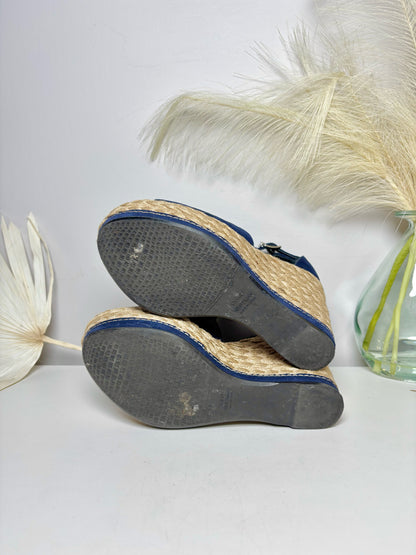 W Shoe Size 8 Stuart Weitzman Blue Suede Wedges