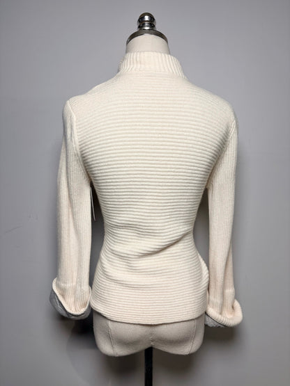 Women's Size S (Estimated) Brunello Cucinelli Cream Cashmere Pre-Owned Ribbed Sweater