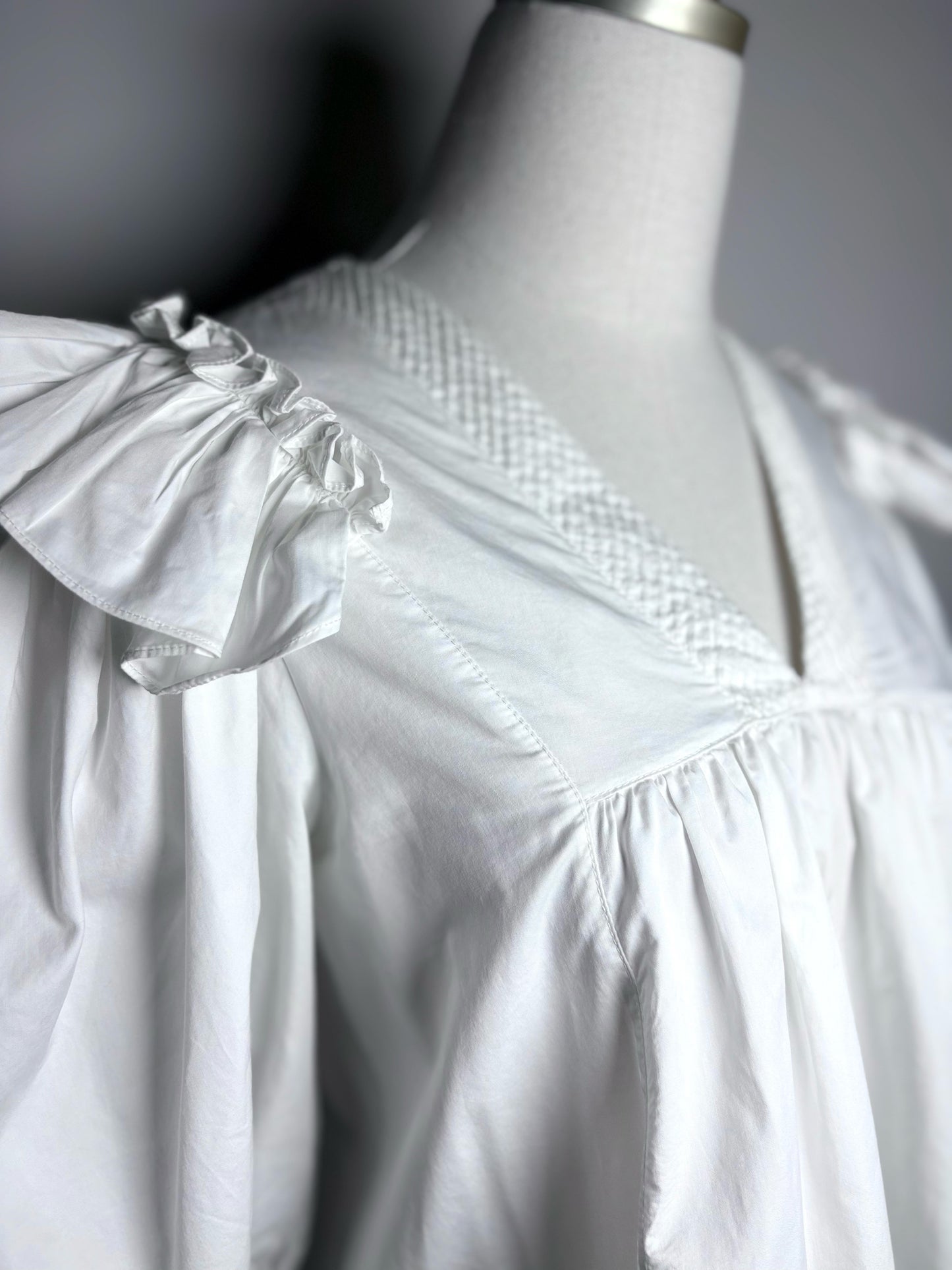 Women Size 36 Long Von Siga White White Stripes 100% Cotton Pre-owned Top