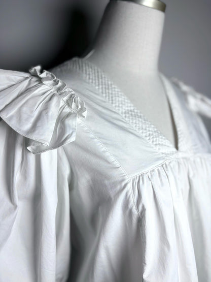 Women Size 36 Long Von Siga White White Stripes 100% Cotton Pre-owned Top