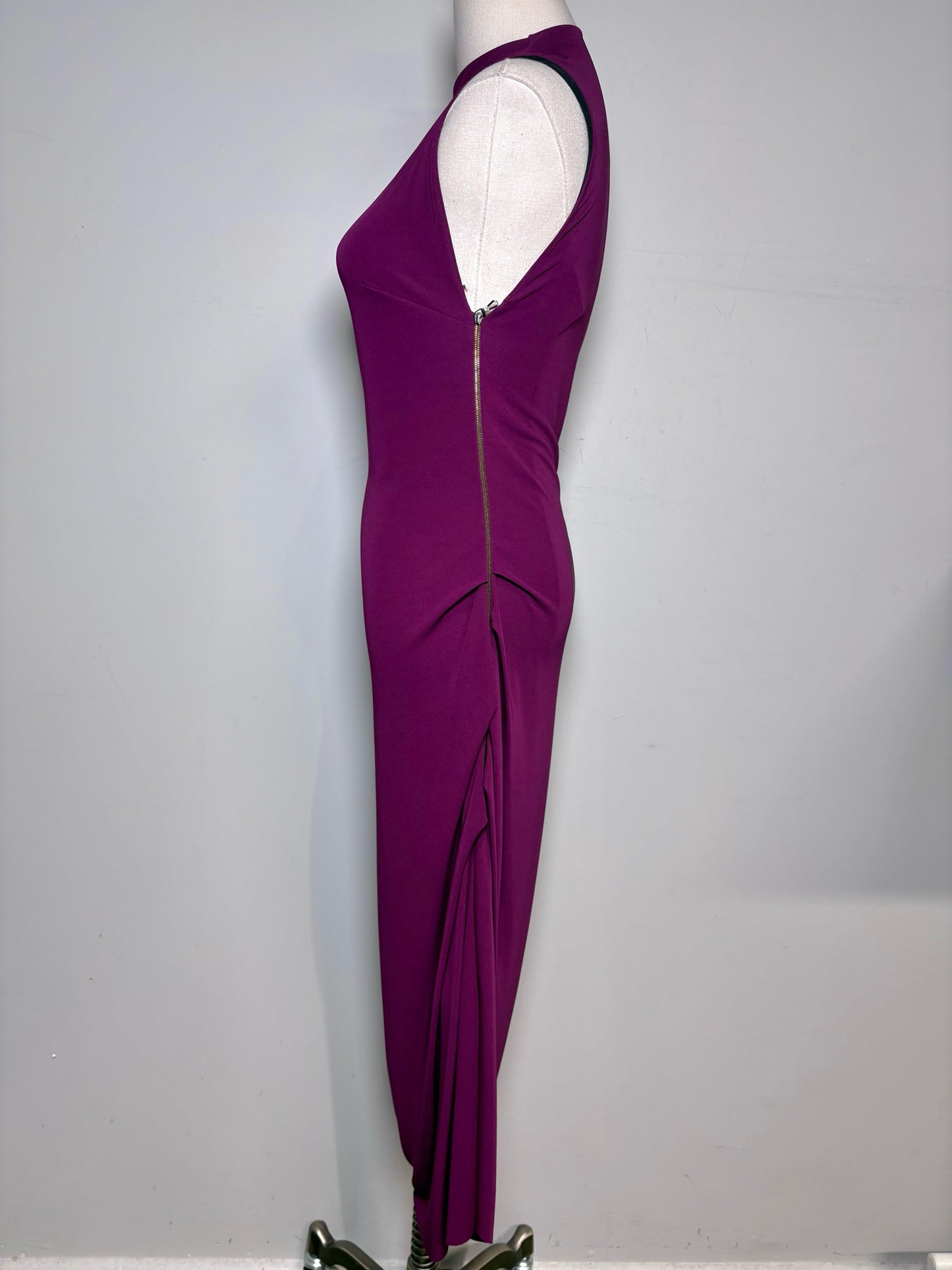 Women Size 6 Roland Mouret Plum Asymmetric Midi Clingy/Bodycon Pre-owned Dress