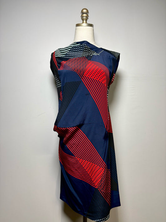 Size 4 Derek Lam Multi-Color Print Women's 100% Silk Pre-owned, NWT Dress