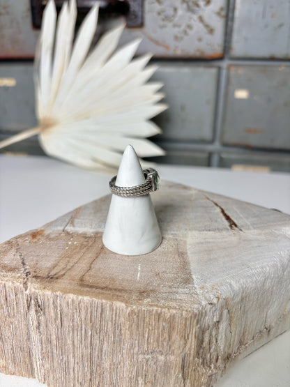 David Yurman Petite Wheaton Prasiolote, Pave' Diamonds Sz 6 Ring