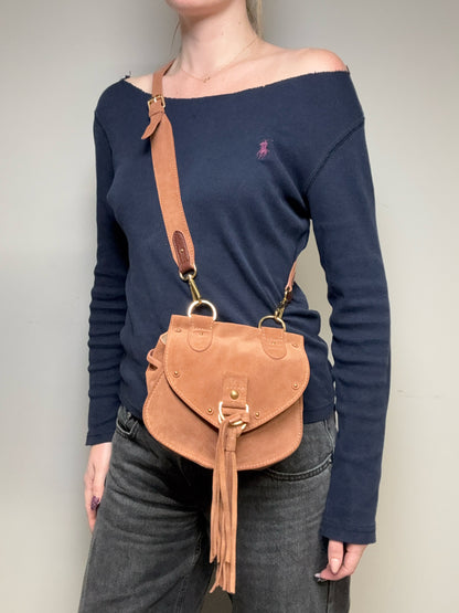 Women's See by Chloé Collins Small Auburn Leather Suede Pre-Owned Saddle Crossbody Bag