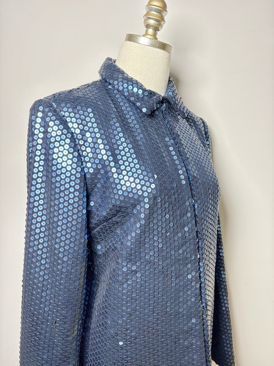 Women Size 42 ( 6 US) L'Altramoda Blue Sequins Suit
