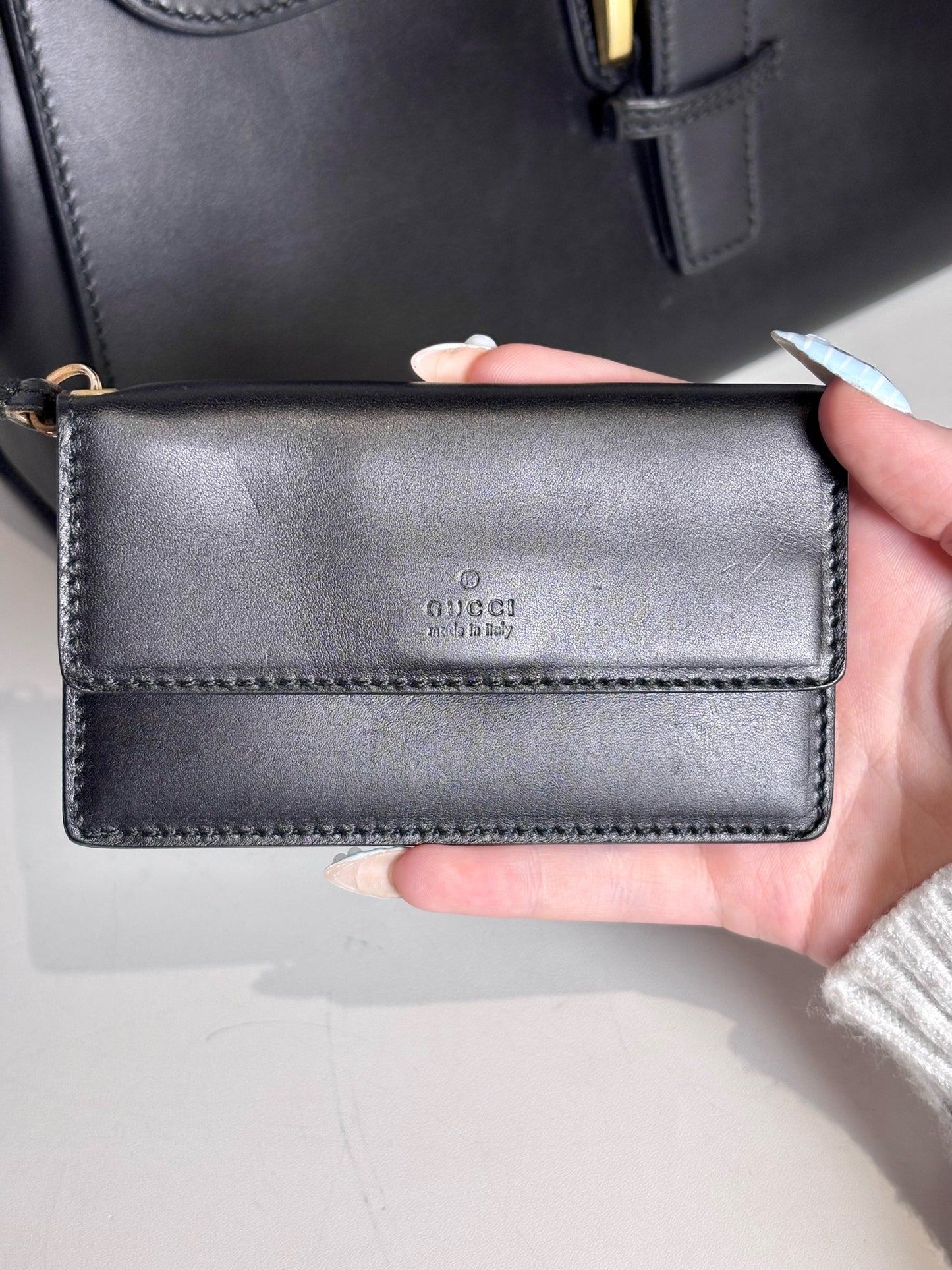 Women's Gucci Top Handle Vintage Leather Pre-owned Black "Kelly" Purse