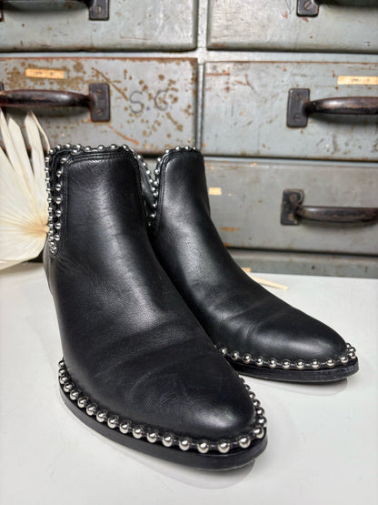 W Shoe Size 37.5 (7 US) Alexander Wang Black Leather Ankle Stud Boots