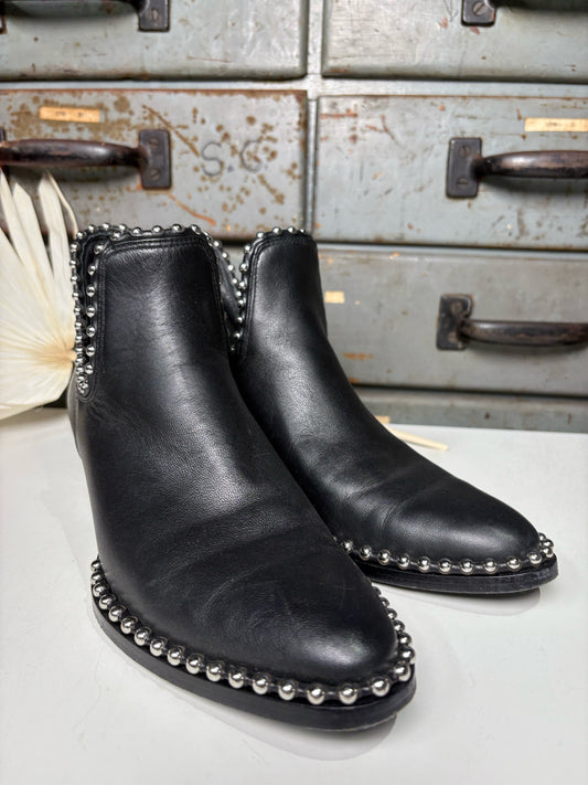 W Shoe Size 37.5 (7 US) Alexander Wang Black Leather Ankle Stud Boots