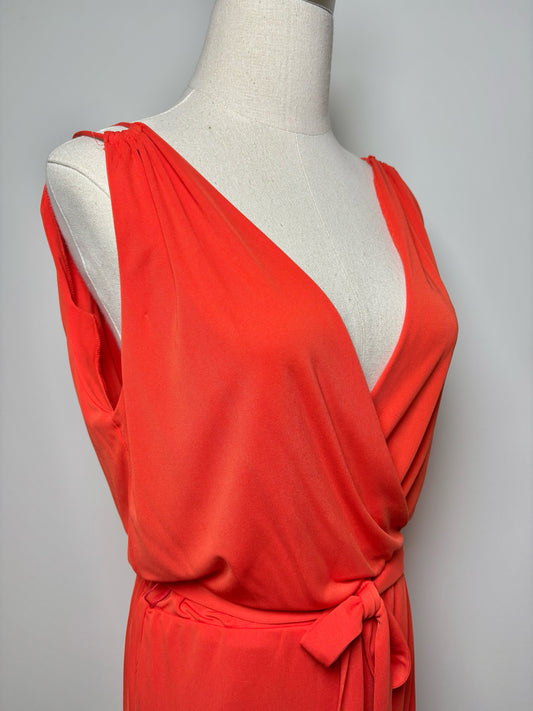 Women Size S Trina Turk Orange Solid Draped Skirt Dress