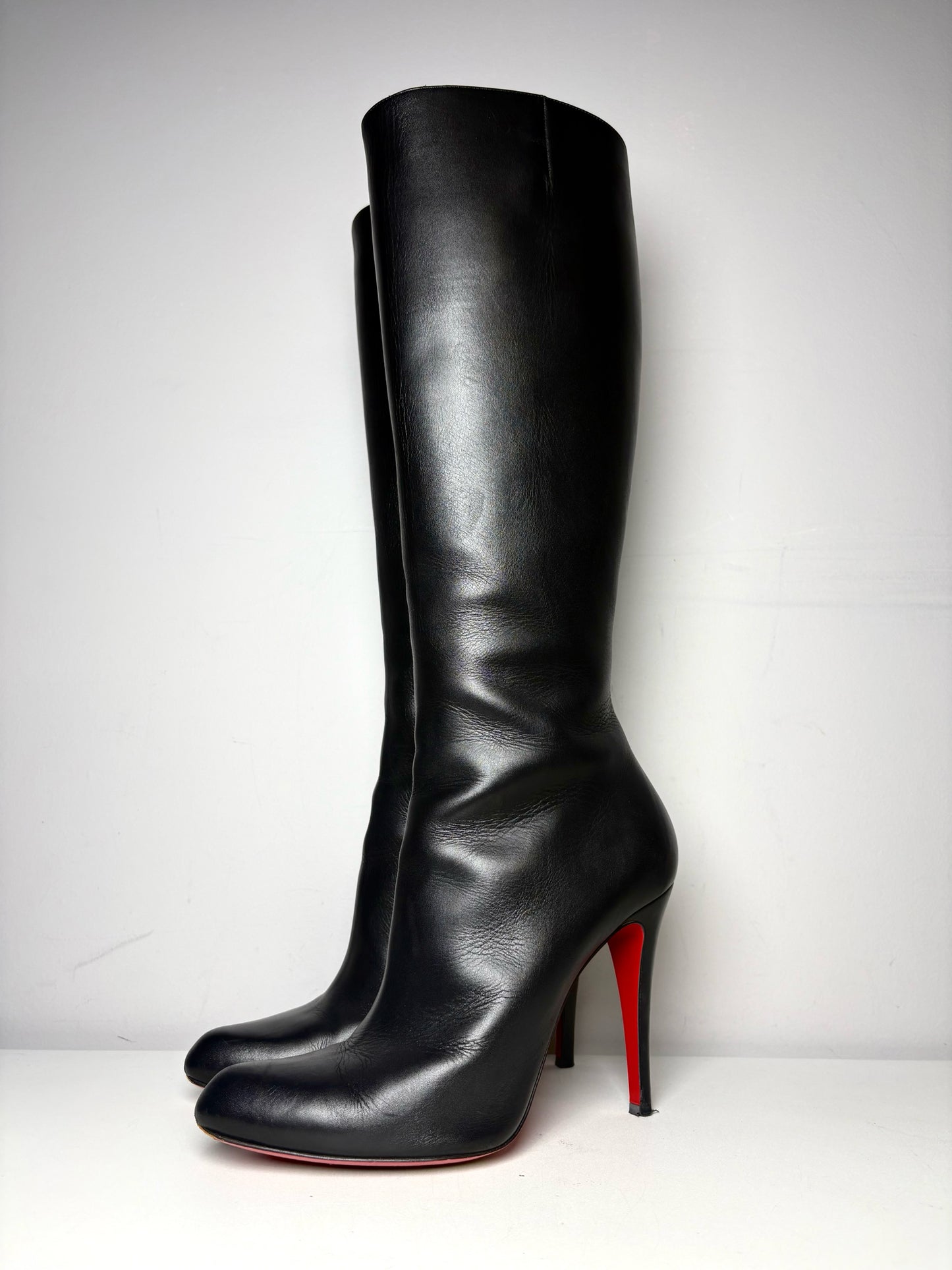 W Shoe Size 40.5 Christian Louboutin Pumppie Black Leather Pre-owned Boots