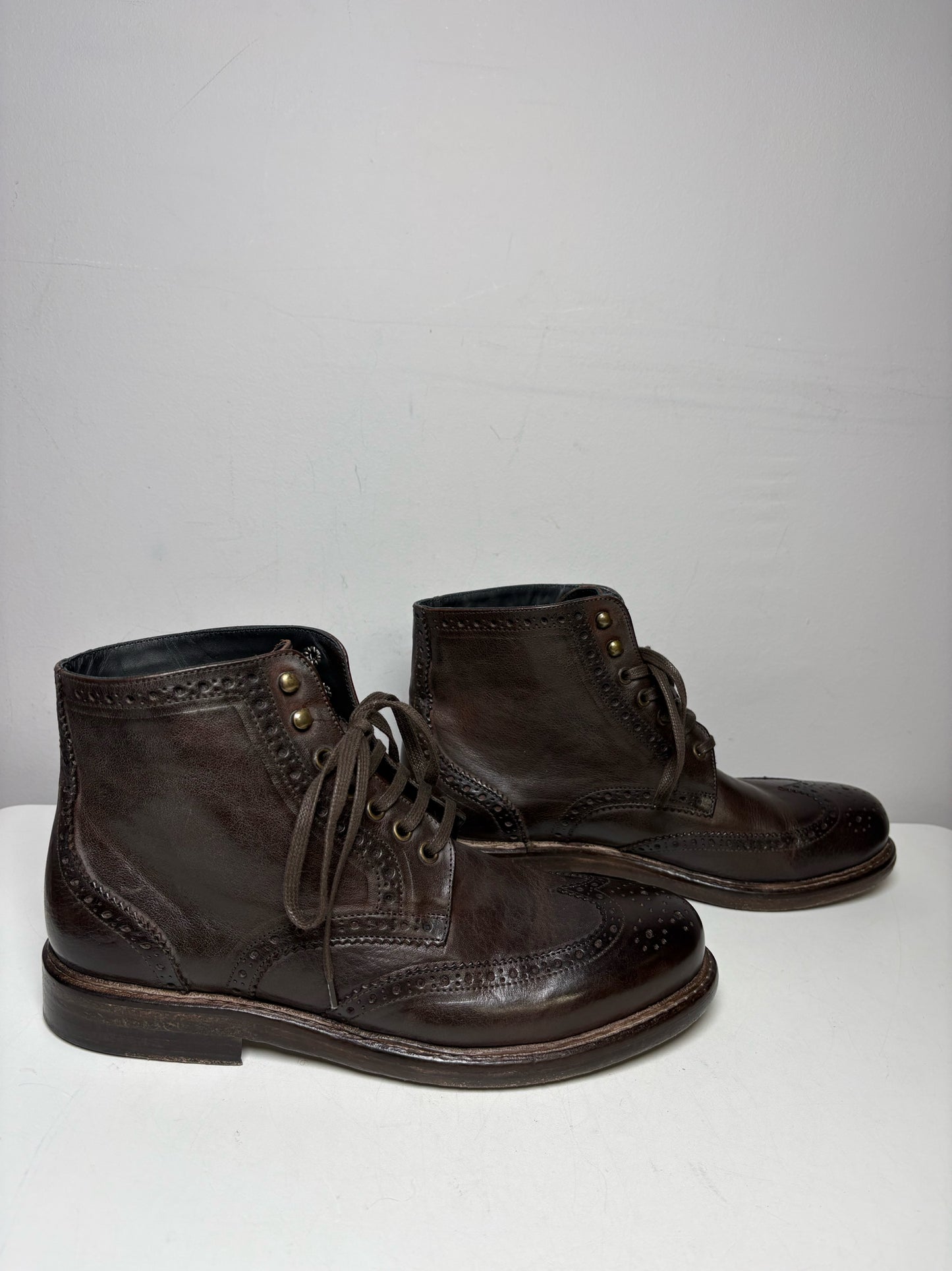 Women's Shoe Size 42 Kalimala Brown Leather Handmade in Italy Pre-Owned Lace-Up Boots