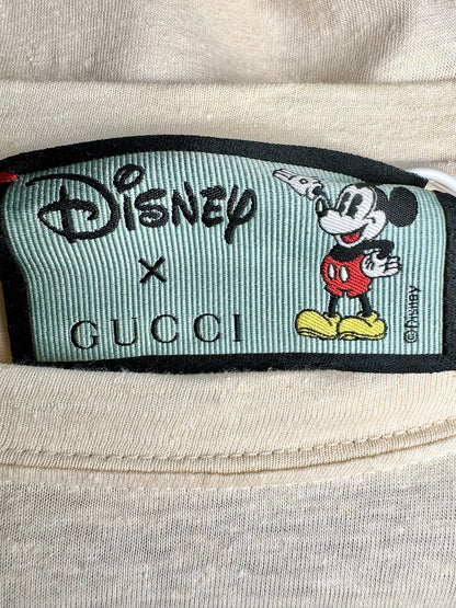 Women Size L Gucci x Disney Rat Collection Ivory Print Pre-owned Linen T-shirt