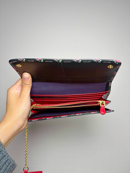 Prada Leather NWT Black Cowhide Vitello Move Love Continental Wallet