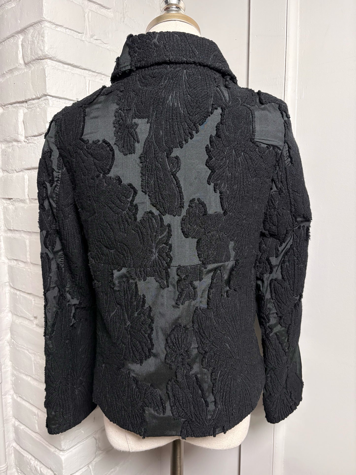 Women Size S Piazza Sempione Black Jacquard Cotton Blend Jacket