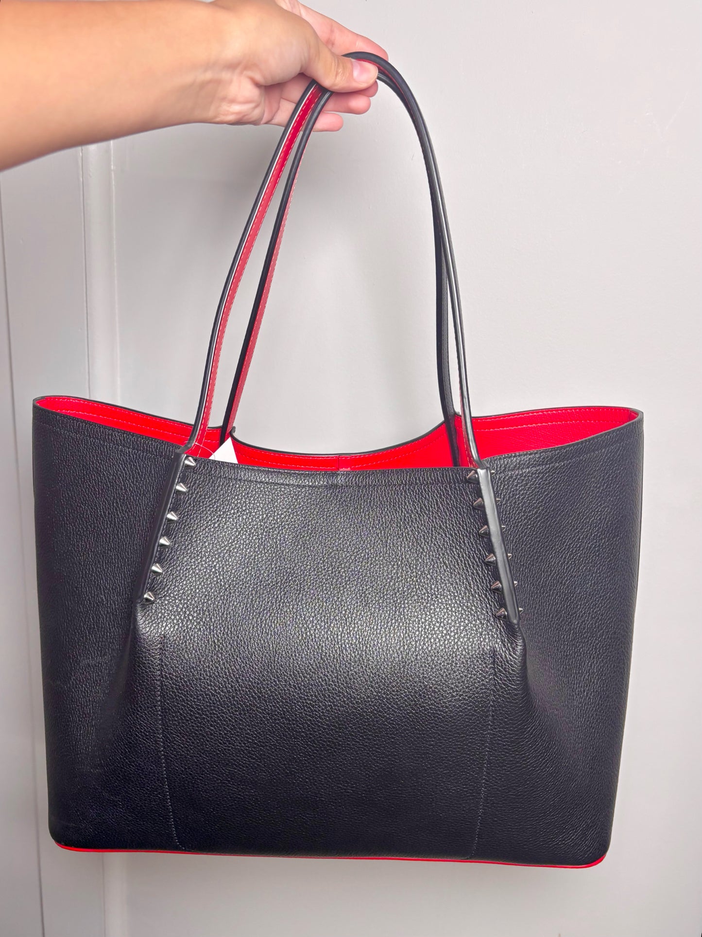 Christian Louboutin Solid Leather Black Cabana Studded Tote Bag