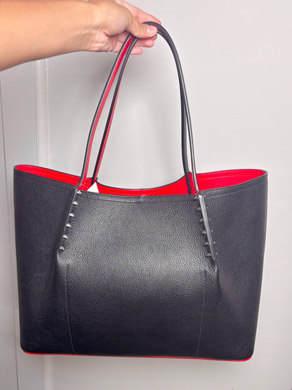 Christian Louboutin Solid Leather Black Cabana Studded Tote Bag