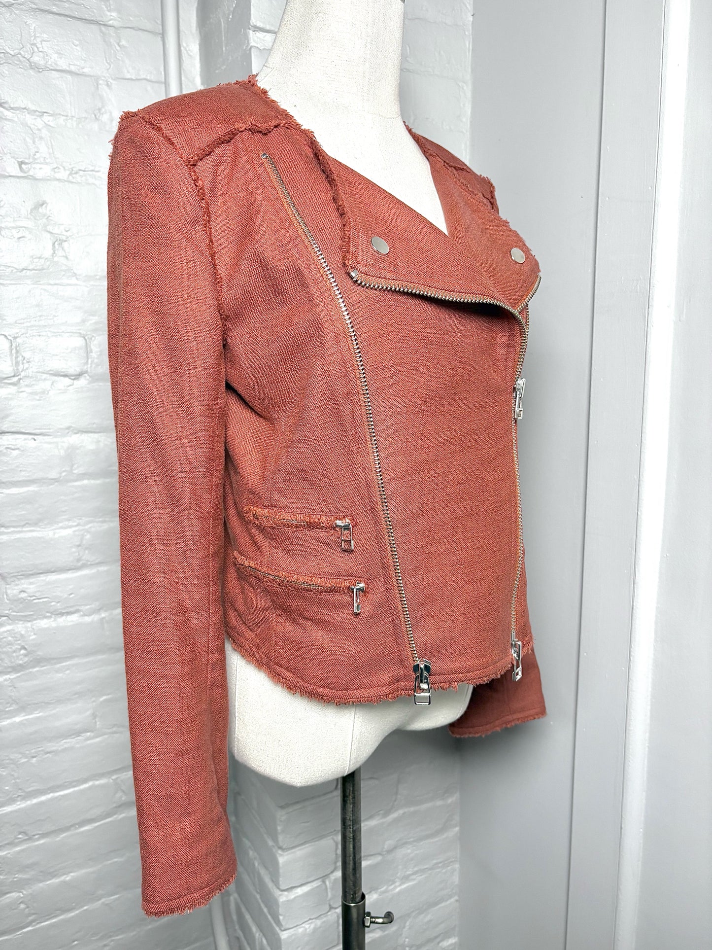 Women Size 6 Veronica Beard Terracotta Moto  Pre-owned Jacket