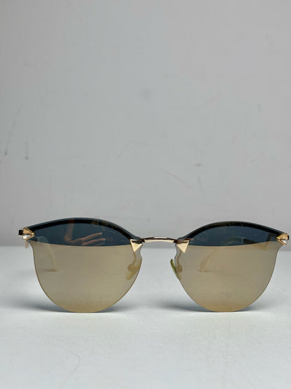 Fendi 0040/S Frameless Zig Zag Temples Women's Pre-owned Gold Metal Sunglasses