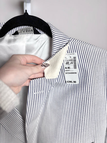 Jos. A. Bank Blue & White 100% Cotton Searsucker Men's 46R Suit NWT Pre-Owned