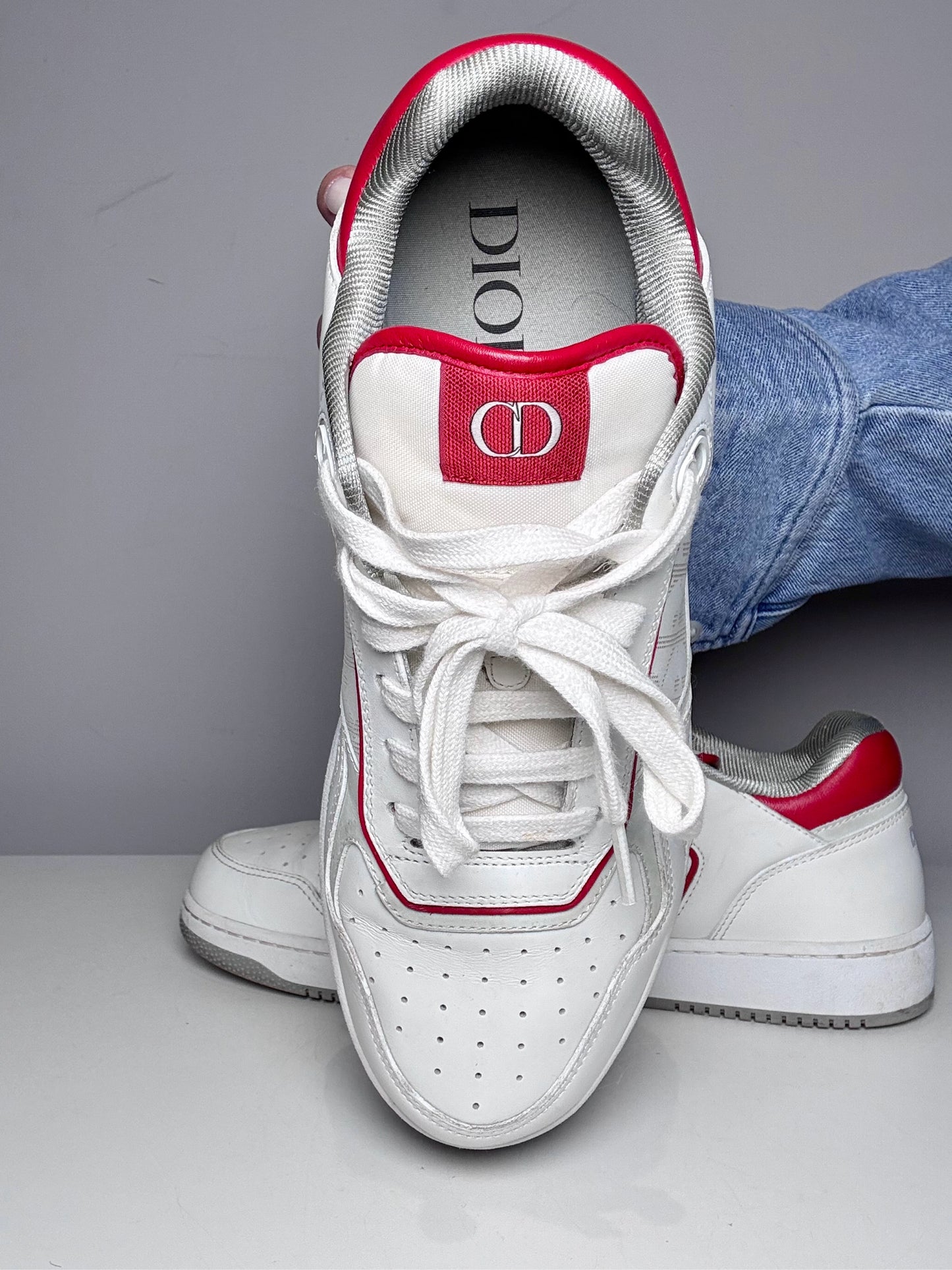 Christian Dior B27 Oblique Galaxy Low Top White, Red Men's Pre-owned Sneakers