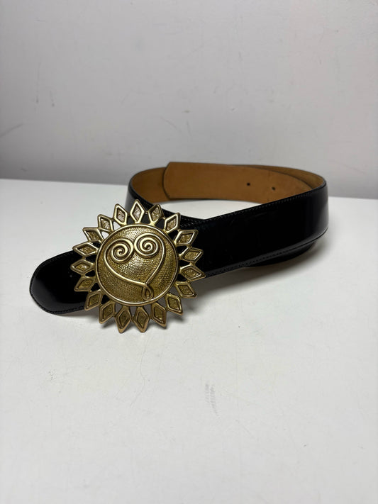 Women Size 44 (US 10) Moschino Black Patent Leather Vintage Pre-Owned Belt