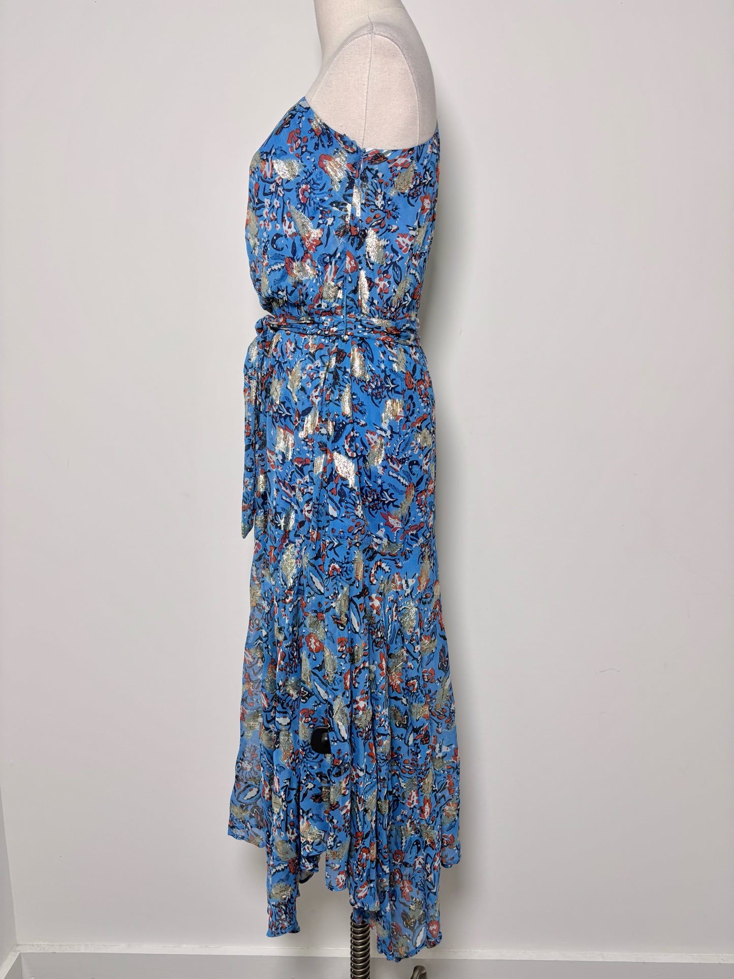 Women Size M Karina Grimaldi Blue, gold, orange Metallic Viscose Dress