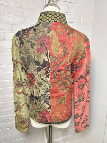 Women Size P Mary Lynn O'Shea Olive, red, black Jacquard Jacket