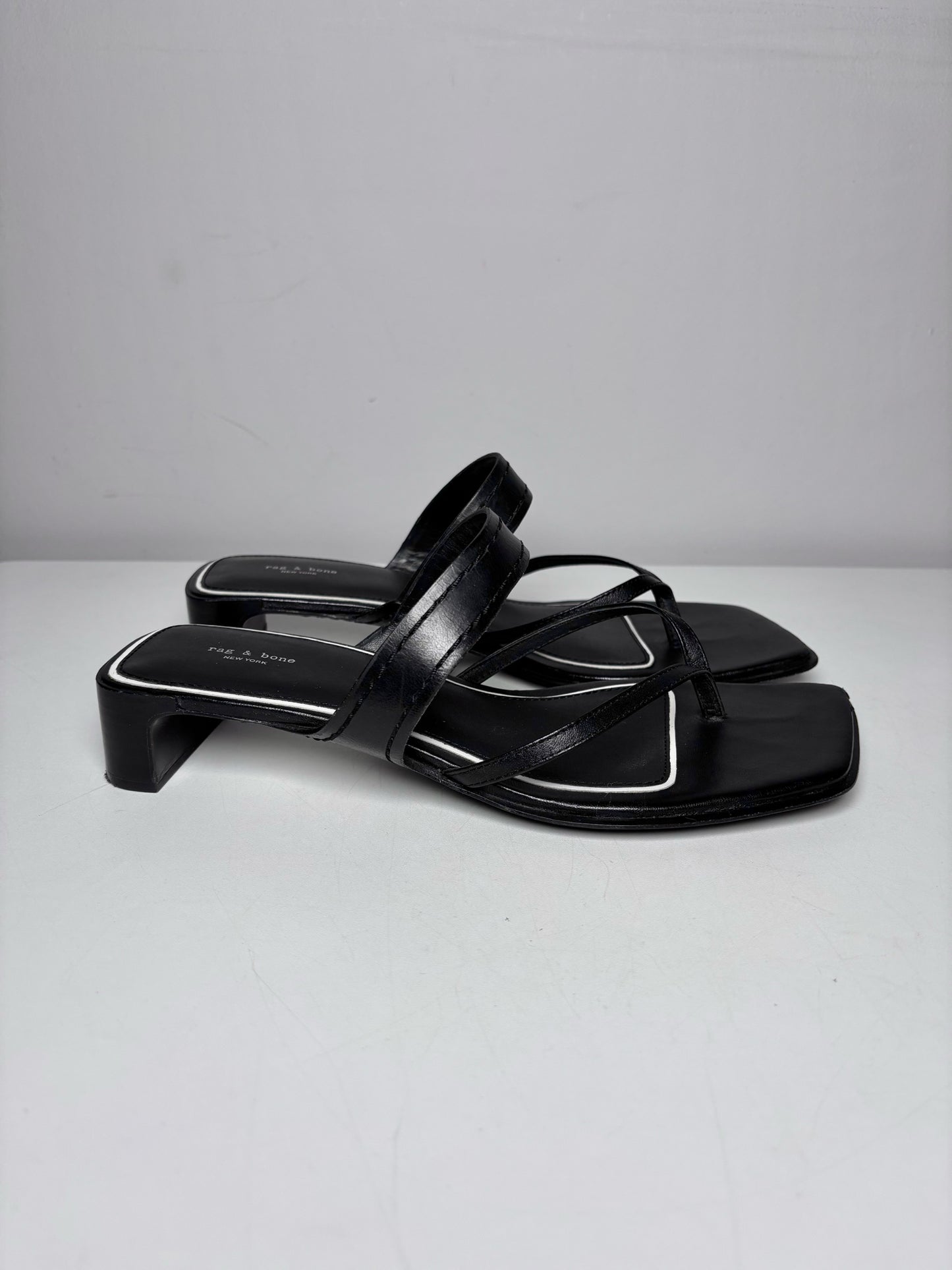 W Shoe Size 39.5 (8.5 US) Rag & Bone Black Leather Pre-owned Sandals
