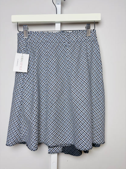 Women Size XS Maje Blue Houndstooth Viscose Skirt