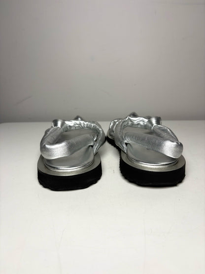 W Size 37.5/38 (Estimated) Tibi Byron Metallic Silver Lambskin Pre-owned Flats
