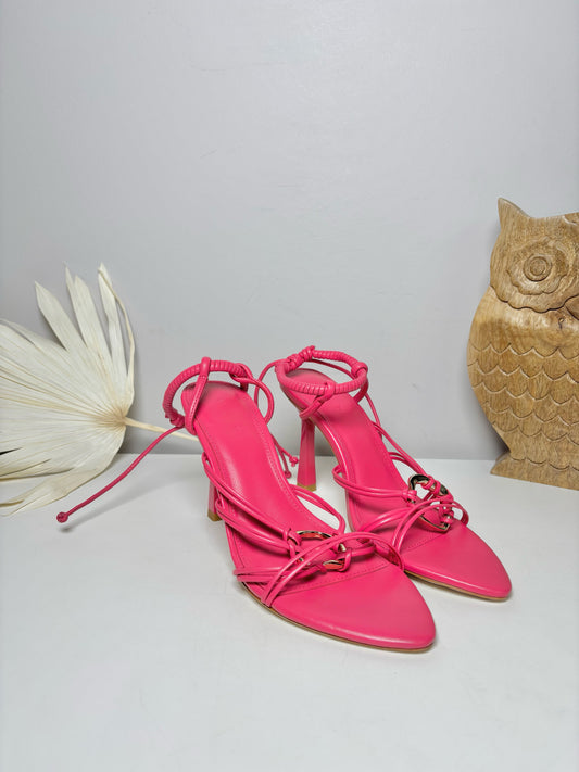 W Shoe Size 38 (8) Aje Pink Leather Cowhide NWT Heels