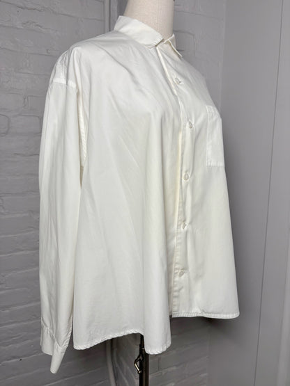 Women Size M Yohji Yamamoto White Solid Cotton Vintage Shirt