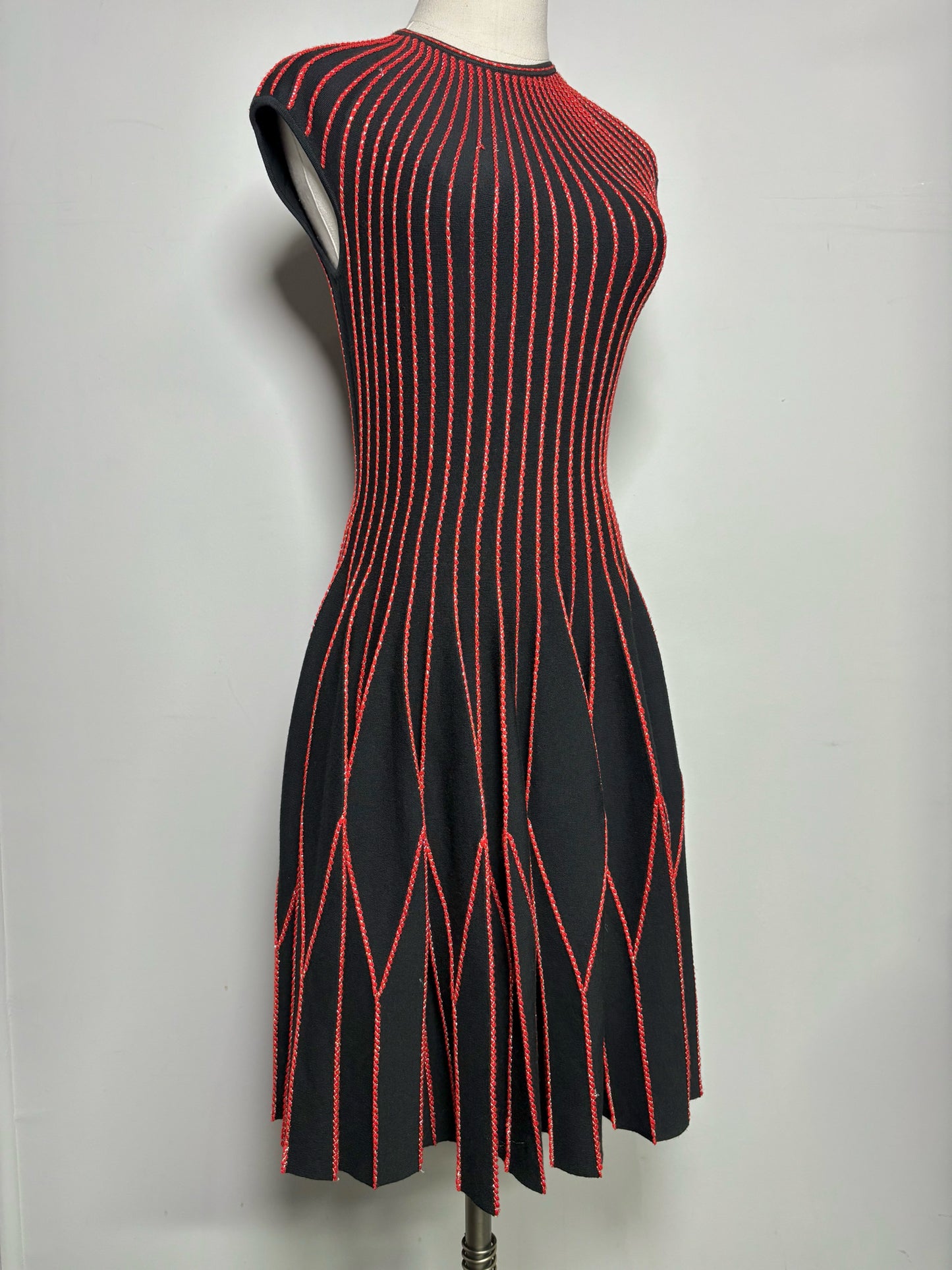 Women Size M Alexander McQueen Black Stitching Detail Wool Dress