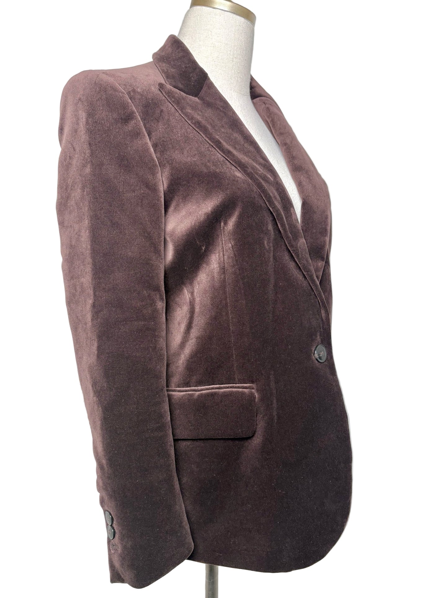 Women Size 0 ba&sh Chocolate Brown Solid NWOT Boop Blazer