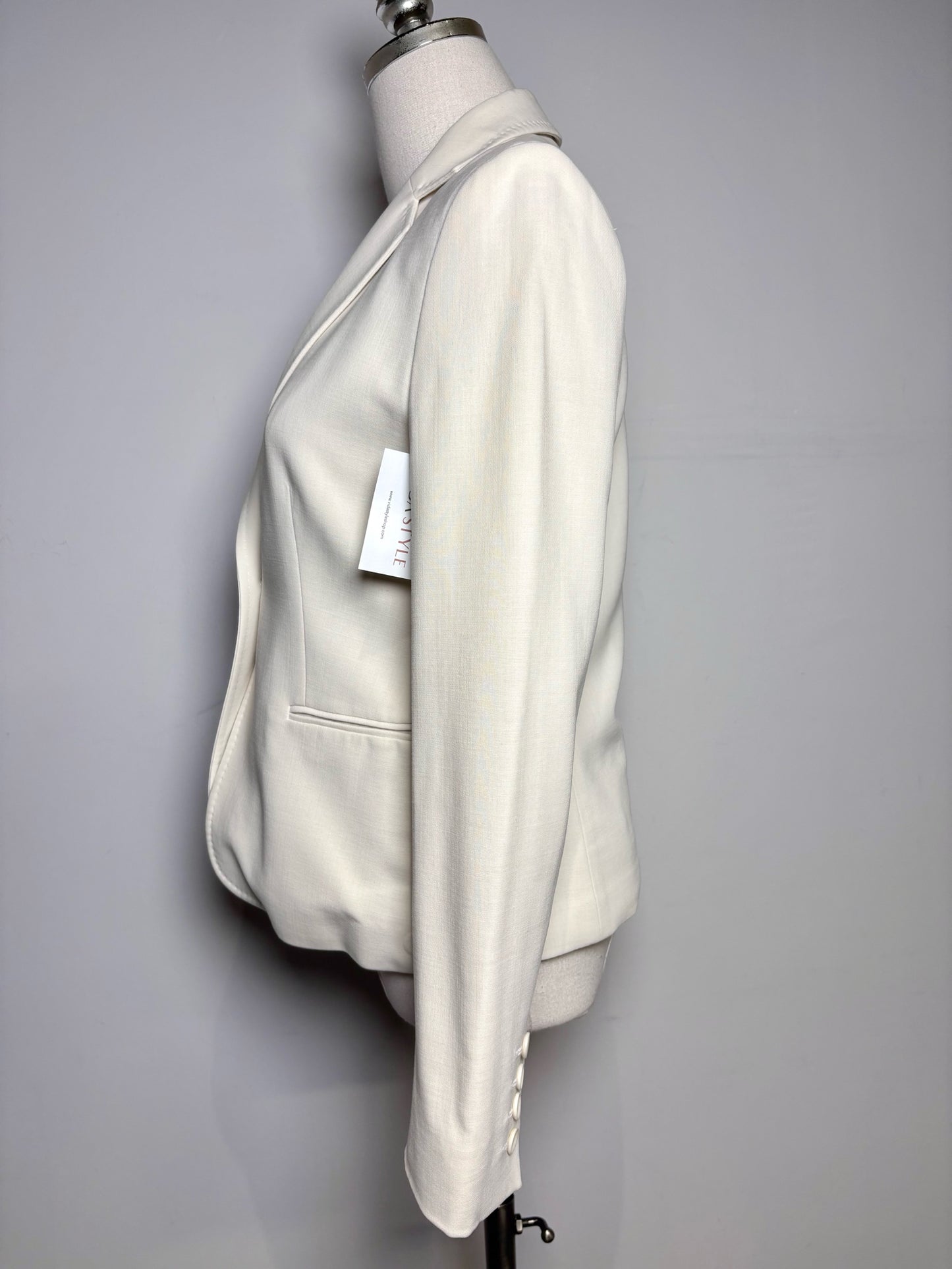 Women Size 6 Max Mara Cream Solid Wool Blend Women's Pre-owned Blazer
