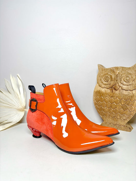 W Shoe Size 9 John Fluevog Orange PVC Lucidota NWT Boots