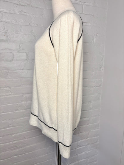 Women Size M Splendid Cream Solid Cashmere Sweater