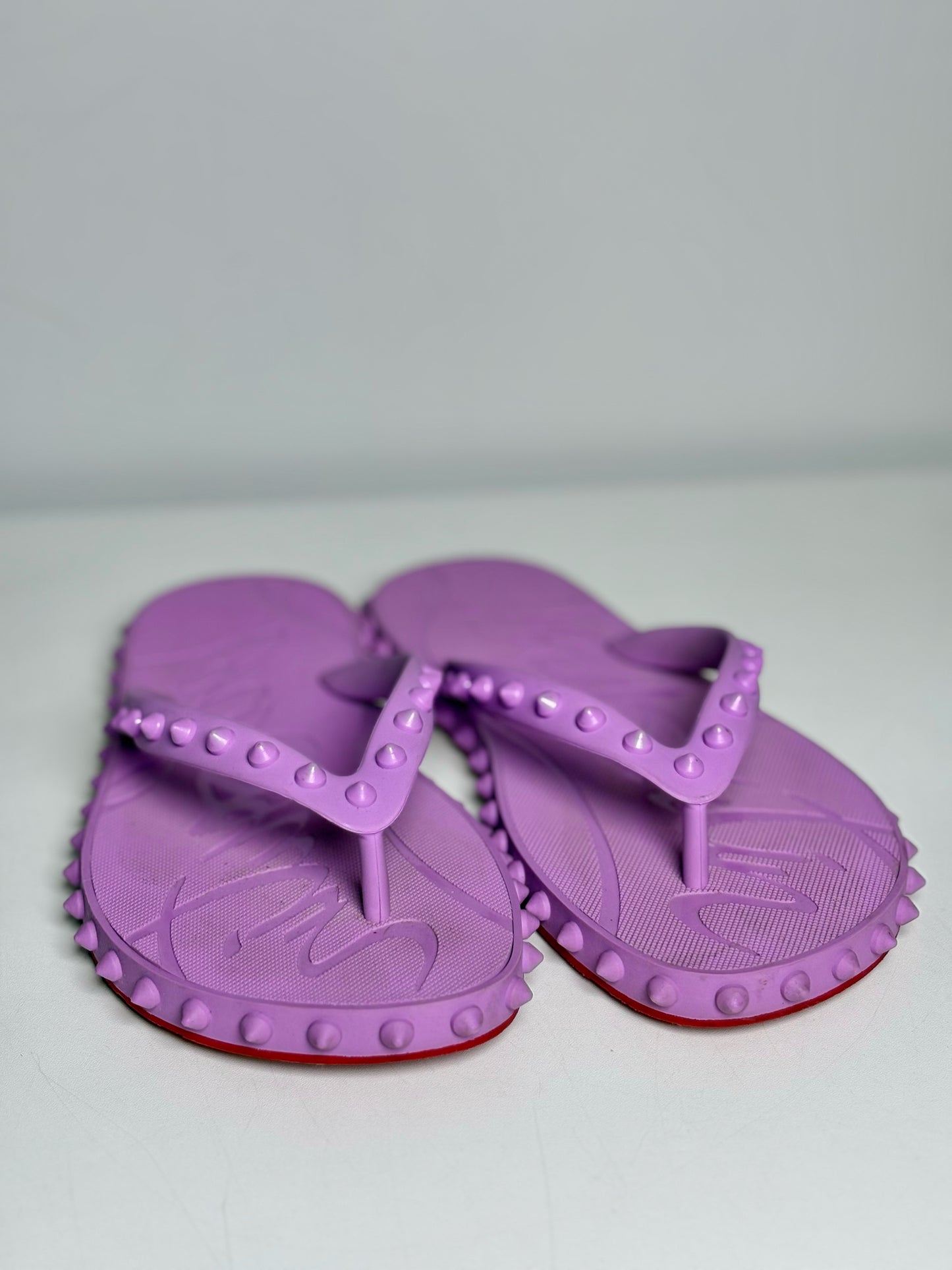 W Size 39 Christian Louboutin Super Flip Purple Rubber Studs Pre-owned