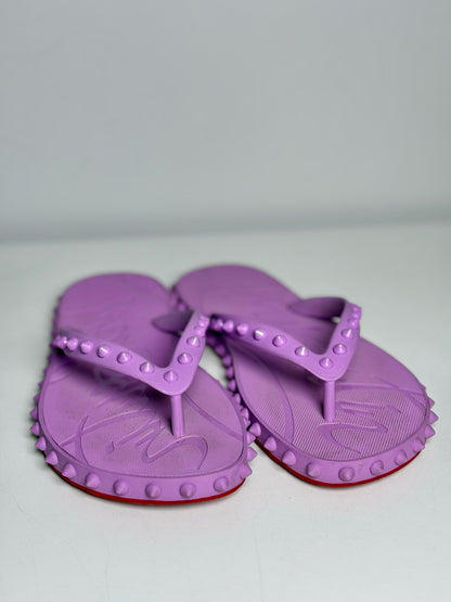 W Size 39 Christian Louboutin Super Flip Purple Rubber Studs Pre-owned
