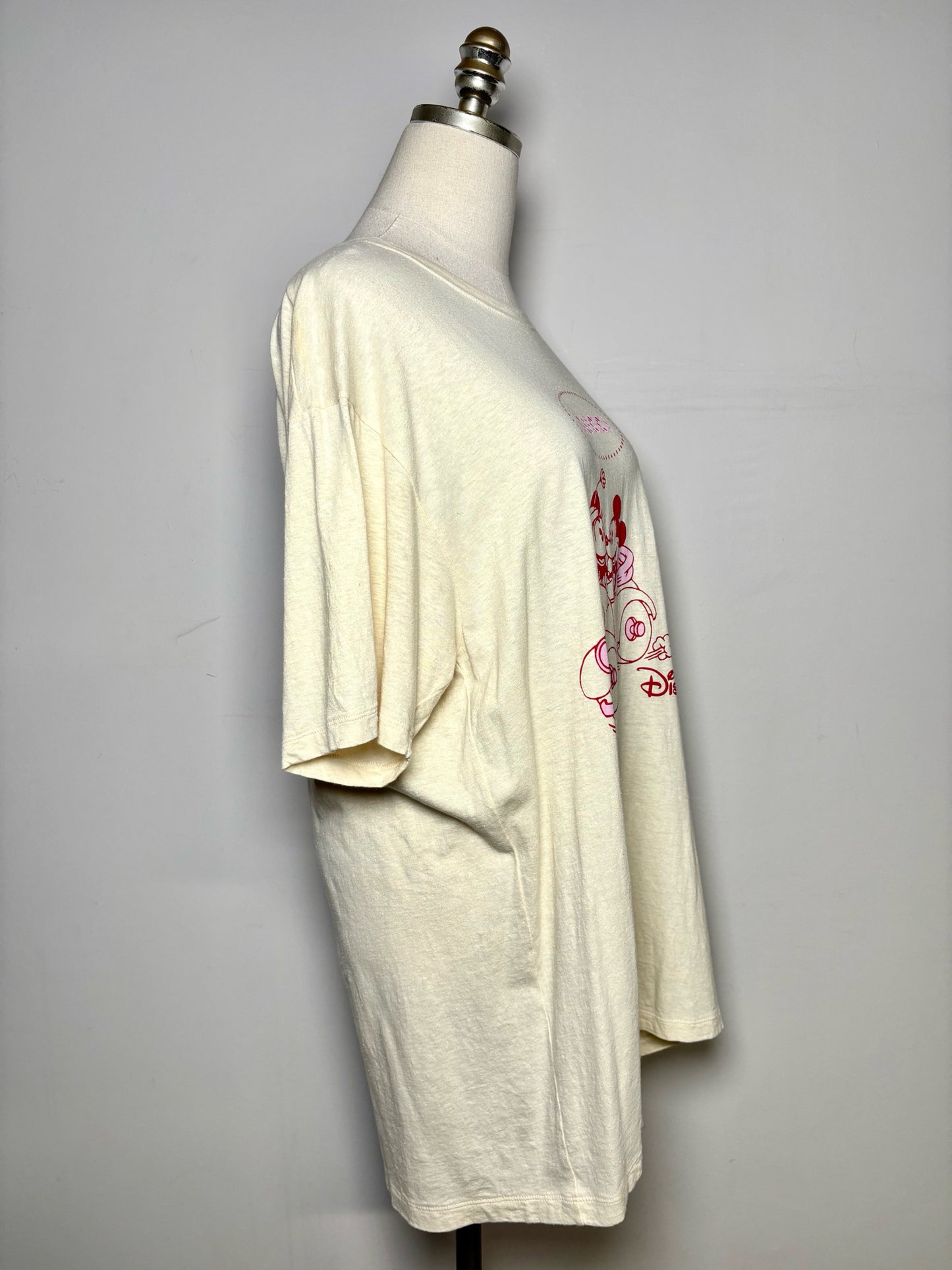 Women Size L Gucci x Disney Rat Collection Ivory Print Pre-owned Linen T-shirt