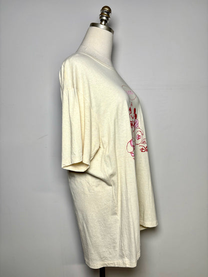 Women Size L Gucci x Disney Rat Collection Ivory Print Pre-owned Linen T-shirt